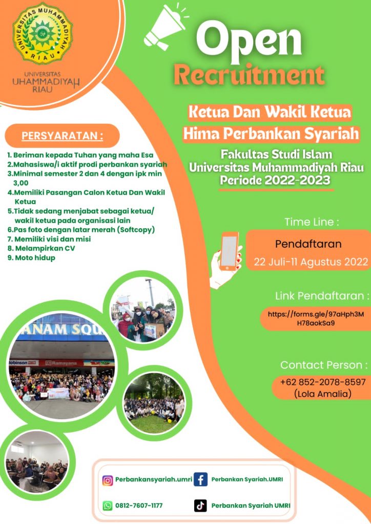 OPEN RECRUITMENT KETUA DAN WAKIL KETUA HIMA PERBANKAN SYARIAH PERIODE 2022-2023